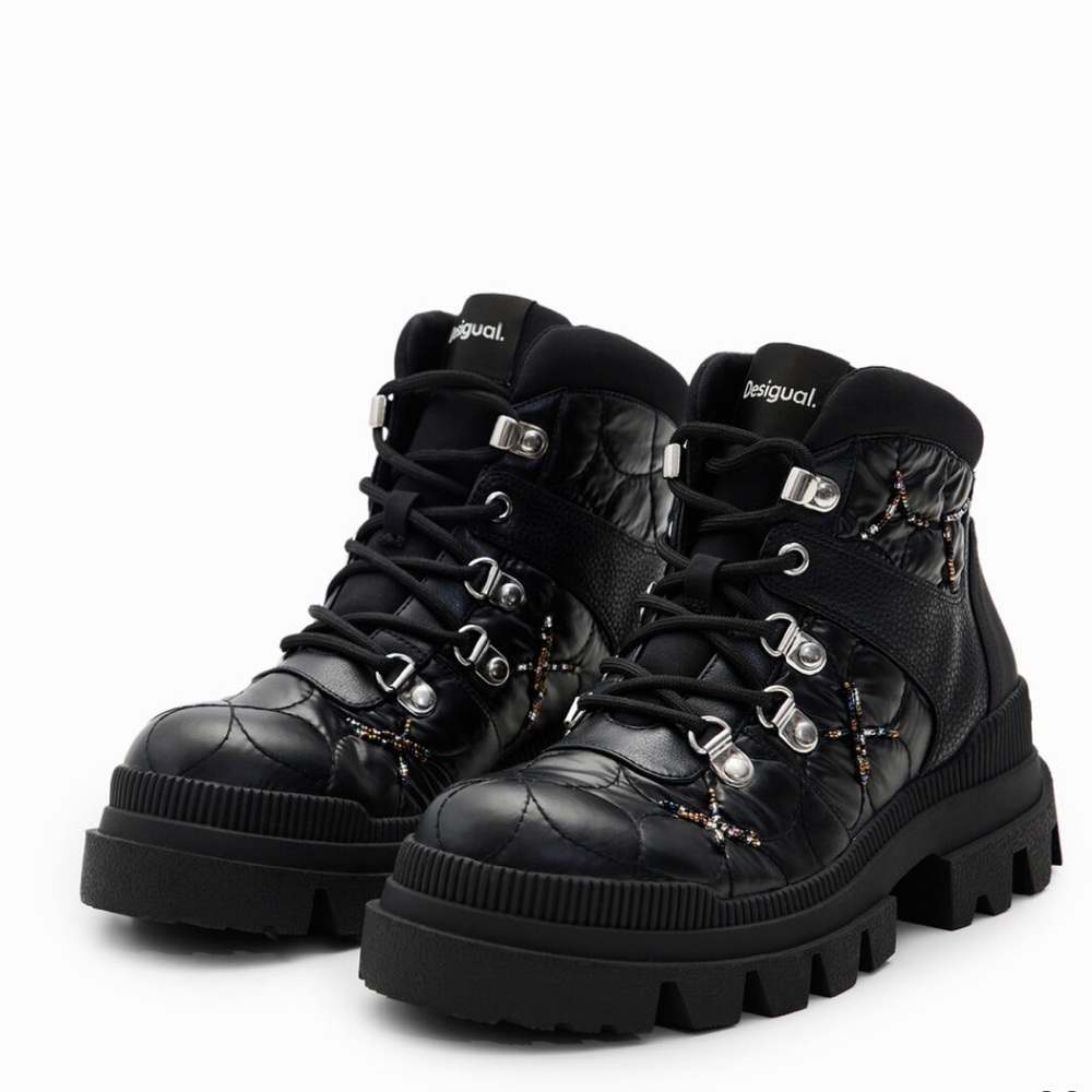 New Desigual Beaded Trekking Boots Women’s Size 41